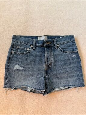 Everlane Dark Blue Distressed Denim Cutoff Shorts